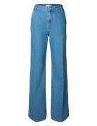 Slfevelyn Hw Extra Wide Jeans Bottoms Jeans Wide Blue Selected Femme