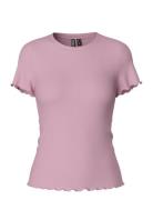 Pcnicca Ss O-Neck Top Noos Tops T-shirts & Tops Short-sleeved Pink Pie...