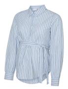 Mlleticia Lia L/S Wo Stripe Shirt 2F Tops Shirts Long-sleeved Blue Mam...