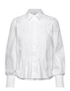 Lr-Isla Solid Tops Shirts Long-sleeved White Levete Room