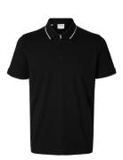 Slhfave Sport Zip Ss Polo Noos Tops Polos Short-sleeved Black Selected...