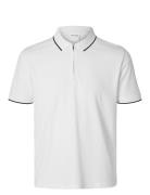 Slhfave Sport Zip Ss Polo Noos Tops Polos Short-sleeved White Selected...