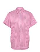 Over Fit Striped Cotton Shirt Tops Shirts Short-sleeved Pink Polo Ralp...