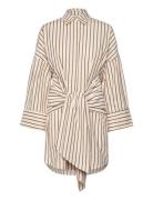 Althea Tie Up Shirt Dress Lyhyt Mekko Cream Malina