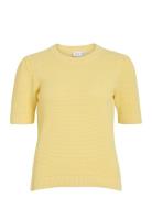 Vidalo O-Neck S/S Knit Top - Noos Tops Knitwear Jumpers Yellow Vila