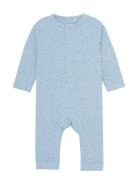 Romper Ls Mélange Rib Pitkähihainen Body Blue Fixoni