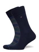 Th Men Small Stripe Sock 2P Underwear Socks Regular Socks Navy Tommy H...