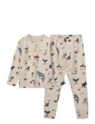 Wilhelm Printed Pyjamas Set Pyjamasetti Pyjama Beige Liewood