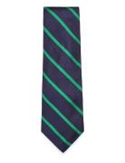 Striped Silk Repp Narrow Tie Solmio Kravatti Navy Polo Ralph Lauren