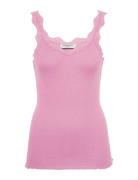 Organic Top W/ Lace Tops T-shirts & Tops Sleeveless Pink Rosemunde