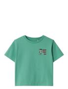 Nmmdavid Nreg Ss Top Box Tops T-shirts Short-sleeved Green Name It