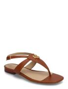 Everley Calfskin Sandal Matalapohjaiset Sandaalit Brown Lauren Ralph L...