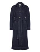 Long Rinse-Wash Denim Trench Coat Polvipituinen Mekko Blue Mango