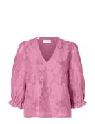 Slfcathi-Sadie 3/4 Top Ff Tops Blouses Short-sleeved Pink Selected Fem...