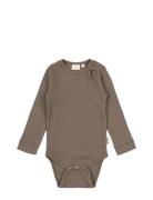 Body L/S Modal Bodies Long-sleeved Brown Petit Piao