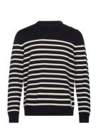 Striped Cotton C-Neck Tops Knitwear Round Necks Navy GANT