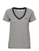 Perfect Vneck Annalise Stripe Tops T-shirts & Tops Short-sleeved Black...