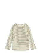 T-Shirt L/S Modal Striped Tops T-shirts Long-sleeved T-shirts Green Pe...