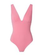 Plunge Swimsuit Uimapuku Uima-asut Pink Understatement Underwear