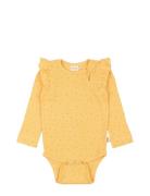 Body L/S Frill Modal Dot Bodies Long-sleeved Yellow Petit Piao