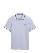 Polo With Print Tops Polos Short-sleeved Blue Tom Tailor