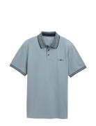 Polo With Print Tops Polos Short-sleeved Blue Tom Tailor