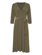 Surplice Jersey Dress Polvipituinen Mekko Green Lauren Ralph Lauren