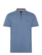 Passerzip Tops Polos Short-sleeved Blue BOSS