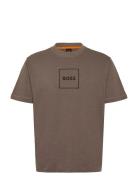 Te_Linenlogo Tops T-shirts Short-sleeved Brown BOSS