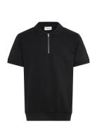 Jersey Pique With. Zip S/S Tops Polos Short-sleeved Black Lindbergh