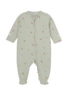 Nightsuit W. Feet Pyjama Sie Jumpsuit Haalari Green Fixoni