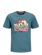 Jjelijah Tee Ss Crew Neck Jnr Tops T-shirts Short-sleeved Blue Jack & ...