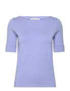 Rwnanna 2/4 Boatneck T-Shirt Tops T-shirts & Tops Short-sleeved Blue R...