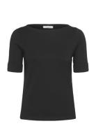 Rwnanna 2/4 Boatneck T-Shirt Tops T-shirts & Tops Short-sleeved Black ...