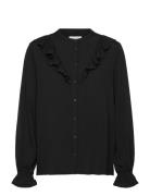 Rwelif Ls Frill Shirt Tops Blouses Long-sleeved Black Rosemunde