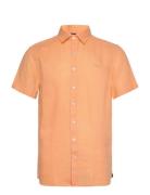 Linen Shirt Short Sleeve Tops Shirts Short-sleeved Orange Sebago