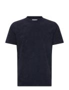 Ss Tee Terry Tops T-shirts Short-sleeved Navy Lindbergh