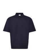 Relaxed Fit Cotton Piqué Polo Tops Polos Short-sleeved Navy Mango