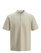 Jjeaustin Zip Polo Ss Noos Tops Polos Short-sleeved Beige Jack & J S