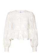 Flower-Embroidered Cotton Blouse Tops Blouses Long-sleeved White Mango