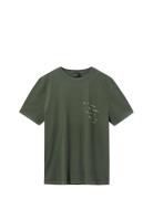 Kap Dan Tee Print Tops T-shirts Short-sleeved Khaki Green H2O