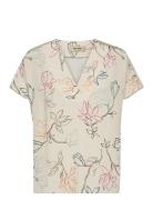 Mmmargie Leavy Blouse Tops Blouses Short-sleeved Cream MOS MOSH