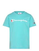 Ss Tee Tops T-shirts Short-sleeved Blue Champion