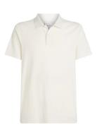 Towelling Polo Tops Polos Short-sleeved White Calvin Klein