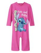 Nmfmosa Stitch Uv 3/4 Suit Wdi Uima-asut Pink Name It