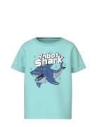 Nmmvux Ss Top Tops T-shirts Short-sleeved Blue Name It