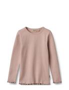 T-Shirt L/S Ida Tops T-shirts Long-sleeved T-shirts Pink Wheat