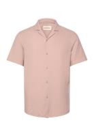 Short-Sleeved Cuban Shirt Tops Shirts Short-sleeved Pink Revolution