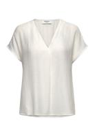 Rwroa Sl Regular Blouse Tops Blouses Short-sleeved White Rosemunde
