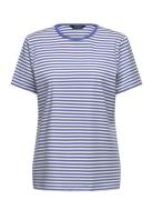 Striped Stretch Cotton Crewneck Tee Tops T-shirts & Tops Short-sleeved...